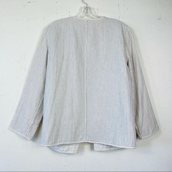 EILEEN FISHER REVERSIBLE COTTON KIMONO JACKET M Open Front Lagenlook Blazer - Picture 11 of 13